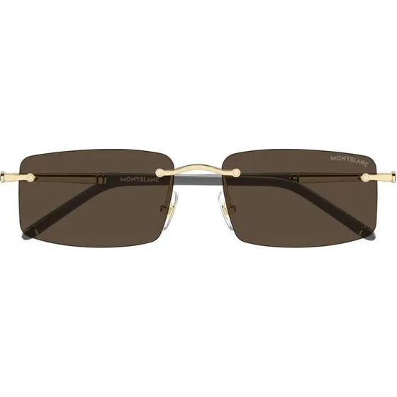 Montblanc MB0443S Lunettes de Soleil Homme Doré Rectangulaire Marron