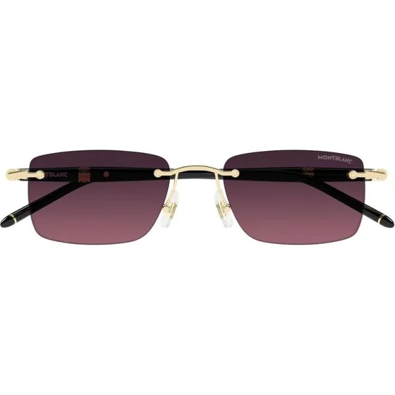Montblanc MB0344S Lunettes de Soleil Homme Carrées Noir et Or