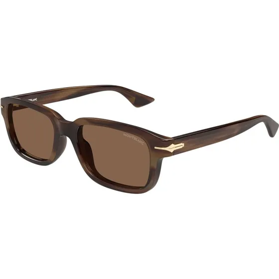 Montblanc MB0436S 004 Lunettes de soleil carrées en acétate - Havana