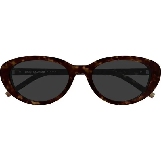 Saint Laurent SL M154 Lunettes de Soleil Ovales Havane et Gris