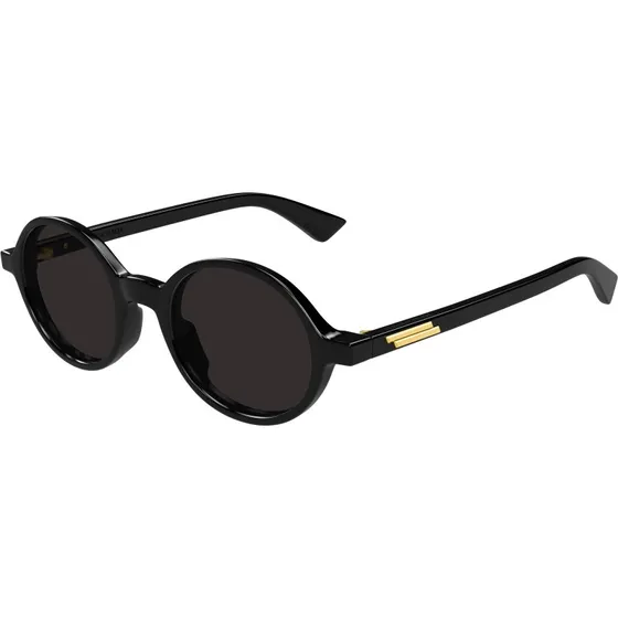 Bottega Veneta BV1430S Lunettes de Soleil Rondes Noir et Gris
