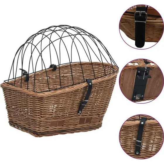 vidaXL Panier Arrire Vlo 55x31x36 cm Saule Naturel