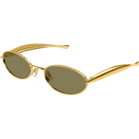 Bottega Veneta BV1386S 006 Lunettes de Soleil Rondes Or et Vert