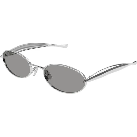 Bottega Veneta BV1386S 007 Lunettes de Soleil Rondes Argentées