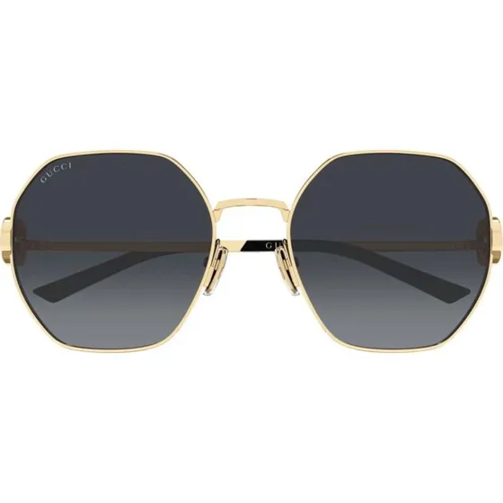 Gucci GG2046S Lunettes de Soleil Géométriques Dorées et Grises