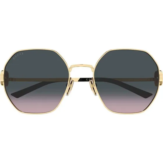 Gucci GG2046S Lunettes de Soleil Géométriques Dorées et Grises