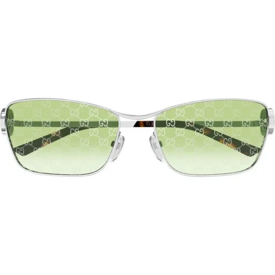 Gucci GG2045S Lunettes de Soleil Cat Eye Argentées et Verres Verts