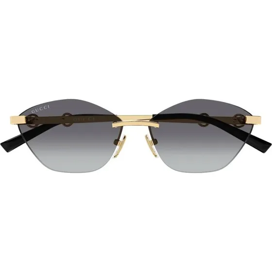 Gucci GG2050S Lunettes de Soleil Oeil de Chat Dorées et Verres Gris
