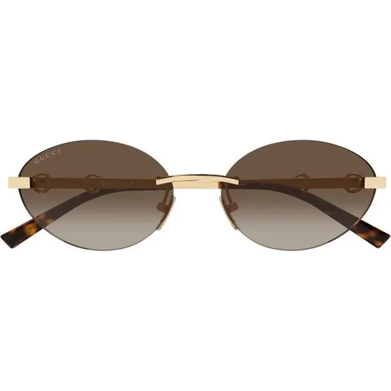Gucci GG2051S Lunettes de Soleil Rondes Dorées et Marron 58mm