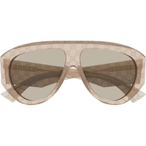 Gucci GG2128S Lunettes de Soleil Pilote Marron pour Homme