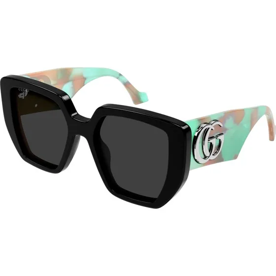 Gucci GG0956S Lunettes de Soleil Carrées Noires et Grises