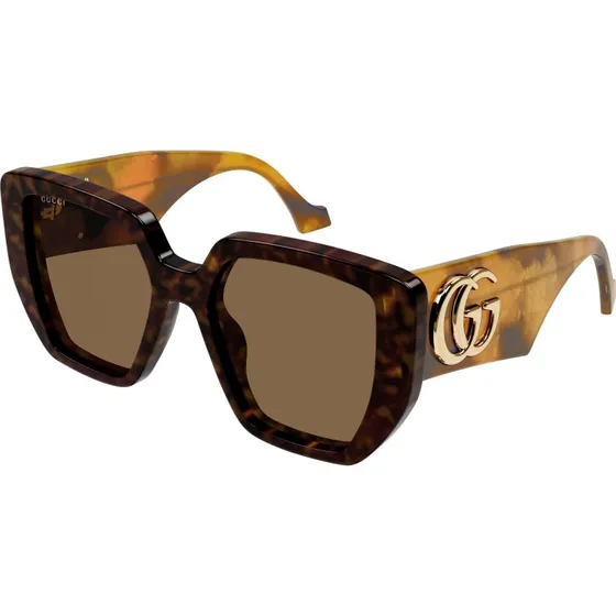 Gucci GG0956S Lunettes de Soleil Carrées Havana Marron