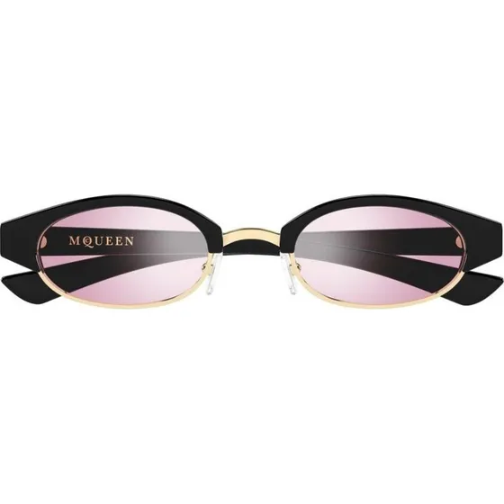 Alexander McQueen AM0534S Lunettes de Soleil Rondes Noires et Roses