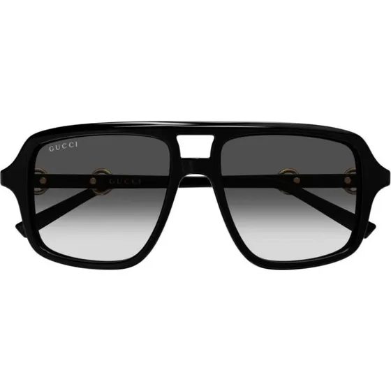 Gucci GG2052S Lunettes de Soleil Pilote Noir et Gris 55mm