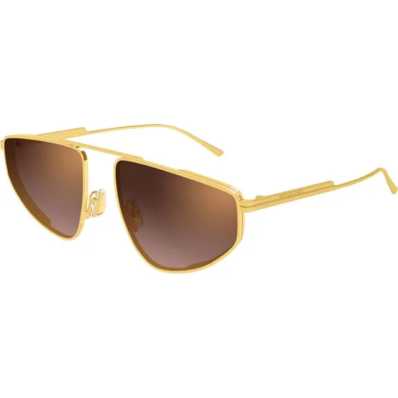 Bottega Veneta BV1466S 004 Lunettes de Soleil Pilote Or et Marron