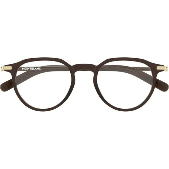 Montblanc MB0495O Lunettes de Vue Rondes Marron pour Homme