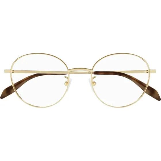 Alexander McQueen AM0414O Lunettes de Vue Carrées Dorées 51mm