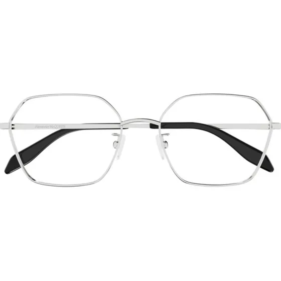 Alexander McQueen AM0437O Lunettes de Vue Carrées Argentées