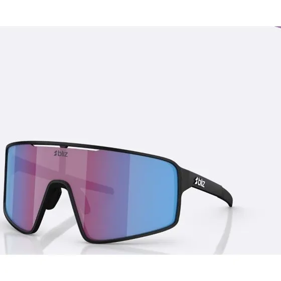 Bliz P001 XL Lunettes de Sport Noir Mat - Verre Rose Miroir Bleu