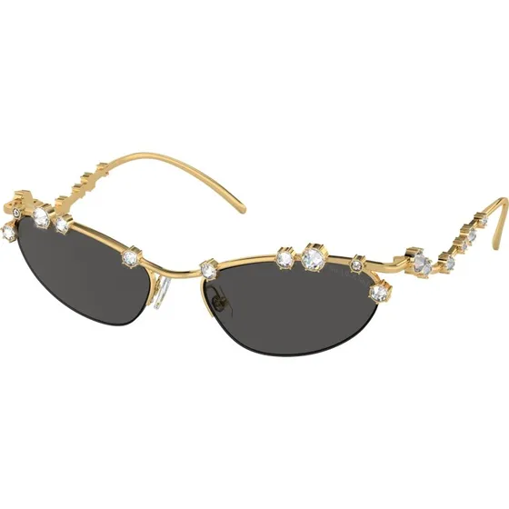 Swarovski SK7016 Lunettes de Soleil Ovales Dorées et Verres Gris