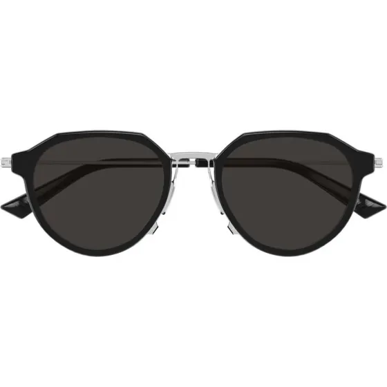 Bottega Veneta BV1331S Lunettes de Soleil Rondes Noires et Grises
