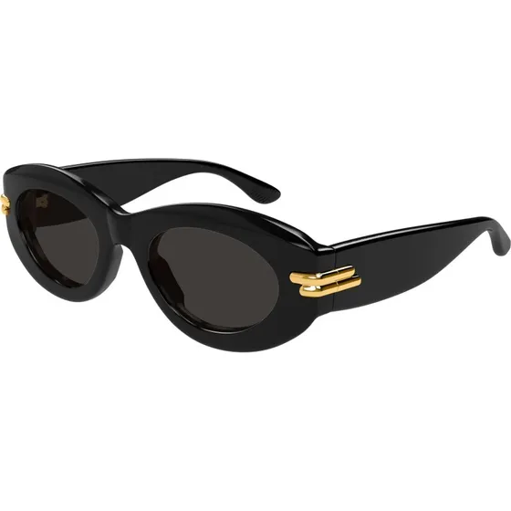Bottega Veneta BV1322S Lunettes de Soleil Ovales Noires et Grises