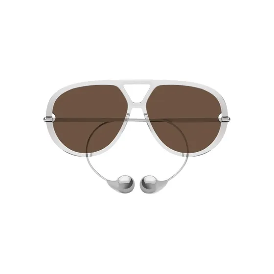 Bottega Veneta BV1273S Lunettes de Soleil Pilote Transparent Marron