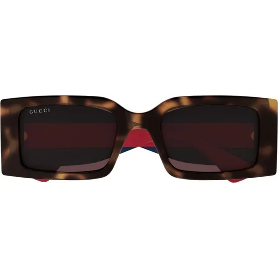Gucci GG1860S Lunettes de Soleil Carrées Havane et Verres Rouges