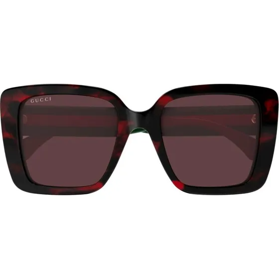 Gucci GG1861S Lunettes de Soleil Carrées Havane et Lentilles Rouges