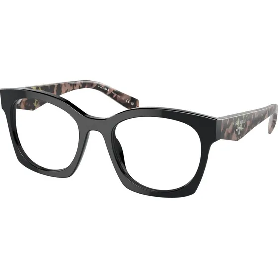 Prada PR A05V 13P1O1 - Montures Optiques Géométriques en Acétate Noir