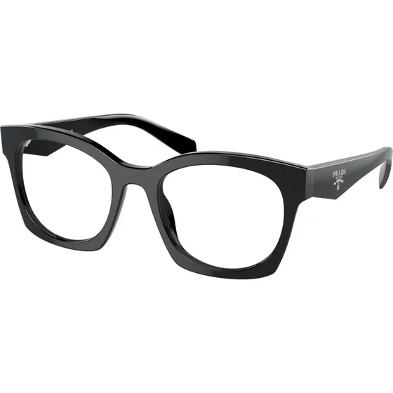 Prada PR A05V Montures Optiques Acétate Noir Transparent Géométrique