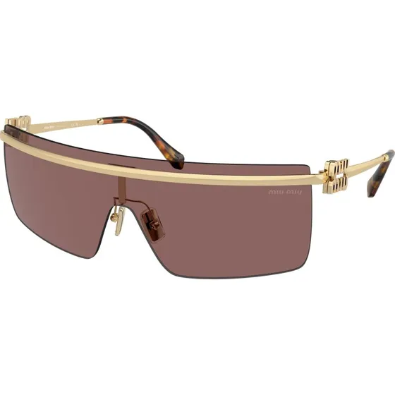 Miu Miu MU 50ZS ZVN70D Lunettes de Soleil Géométriques Or et Marron