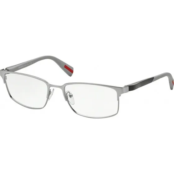 Prada Linea Rossa PS 50FV Montures Optiques Carrées en Métal Gris