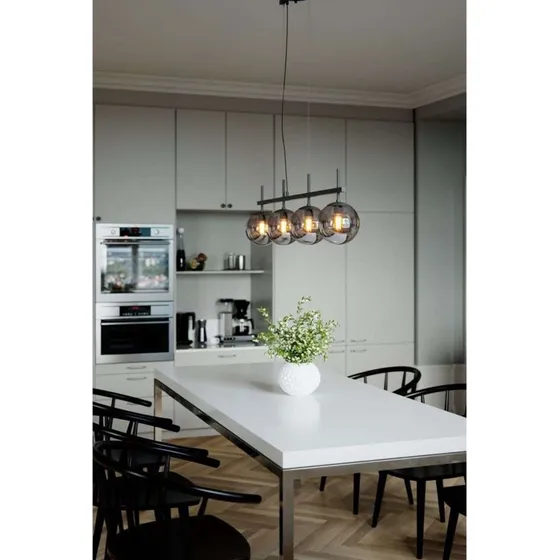 By Rydéns Suspension Boyle Gris Fumé, 4 Lampes, Verre et Métal