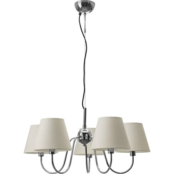 By Rydéns Lustre Lynx Chrome/Blanc, 5 Lampes, Métal et Tissu