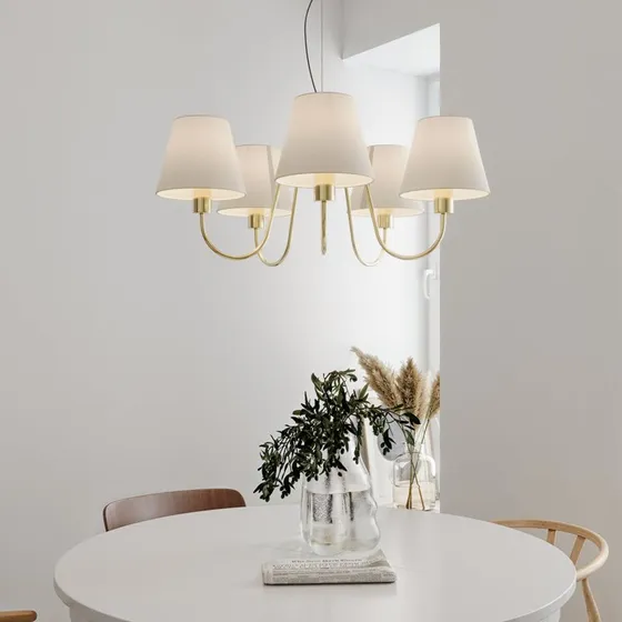 By Rydéns Lustre Lynx Laiton et Blanc, 5 Lampes