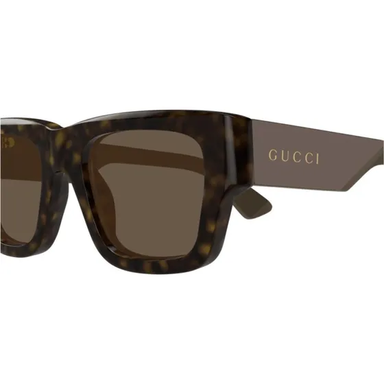 Gucci GG1668S Lunettes de Soleil Carrées Havane Marron 52mm