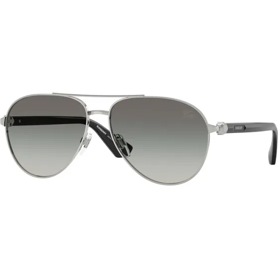 Burberry Homme Lunettes de Soleil Pilote BE3167 Argent et Gris