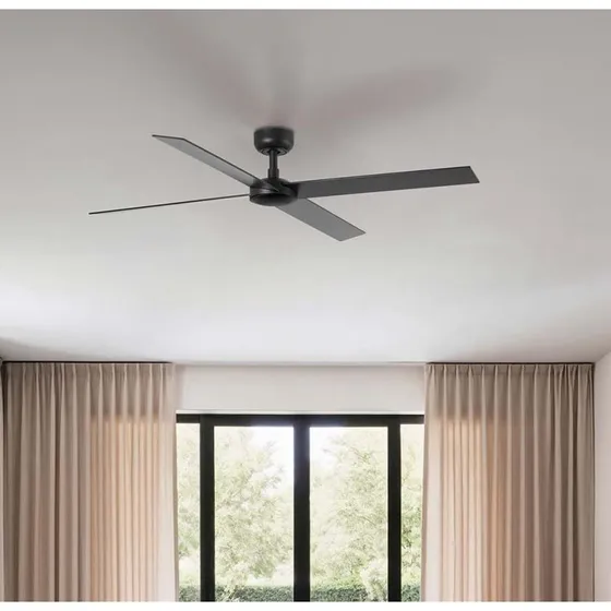 FARO BARCELONA Ventilateur de plafond Rudder Ø 132 cm - Bois et Noir