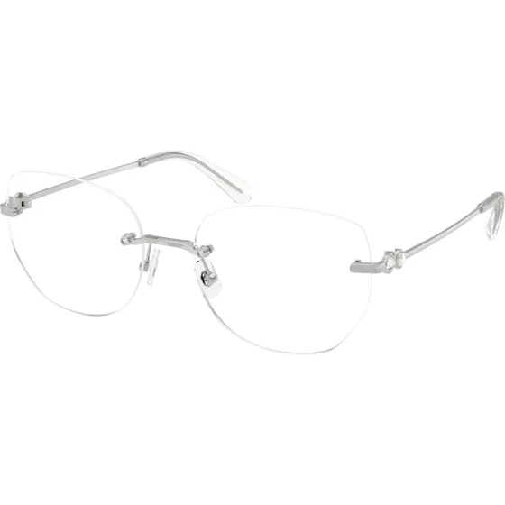 Swarovski SK1038 4001 Monture Optique Ronde en Métal Argent