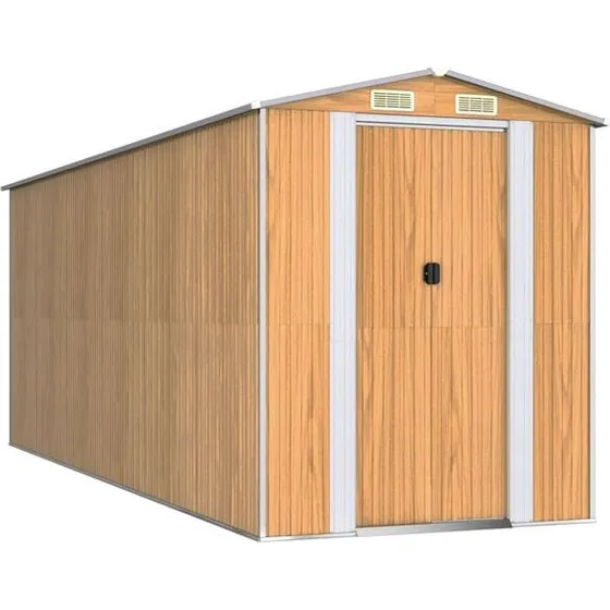 vidaXL Abri de jardin 192x523x223 cm marron clair acier galvanisé