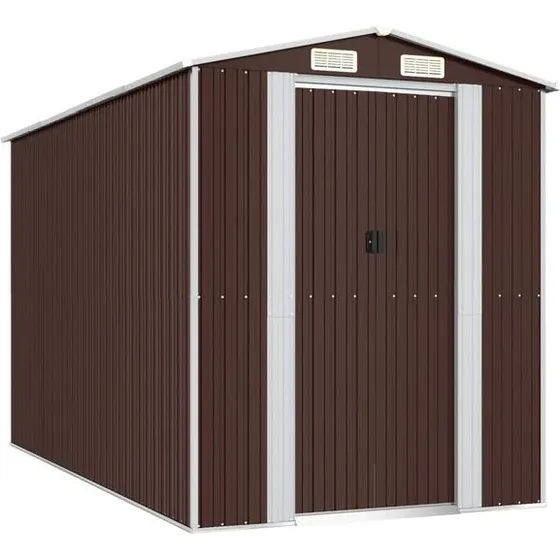 vidaXL Abri de jardin 192x357x223 cm marron foncé acier galvanisé