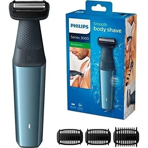 Philips BG3015/15 Tondeuse Corps Étanche 3 Sabots Bleu Métal