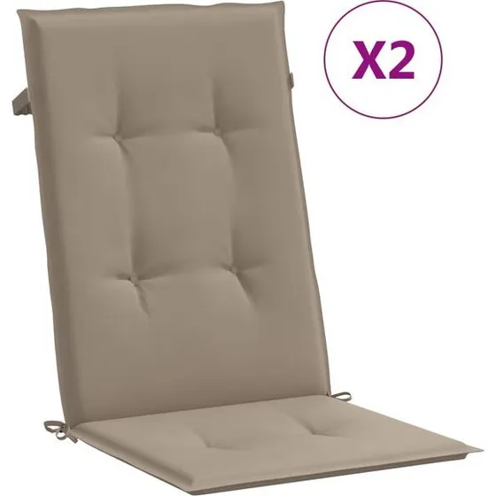 vidaXL Coussins de Chaise Dossier Haut Lot de 2 Taupe 120 x 50 x 3 cm