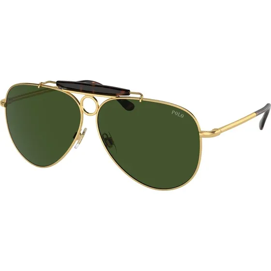 Polo Ralph Lauren PH3149 Lunettes de Soleil Aviateur Or et Vert