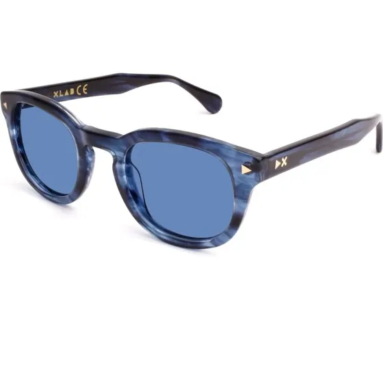 XLAB Lunettes de soleil Pantos 8004 - Acétate Bleu et Marron Polarisé