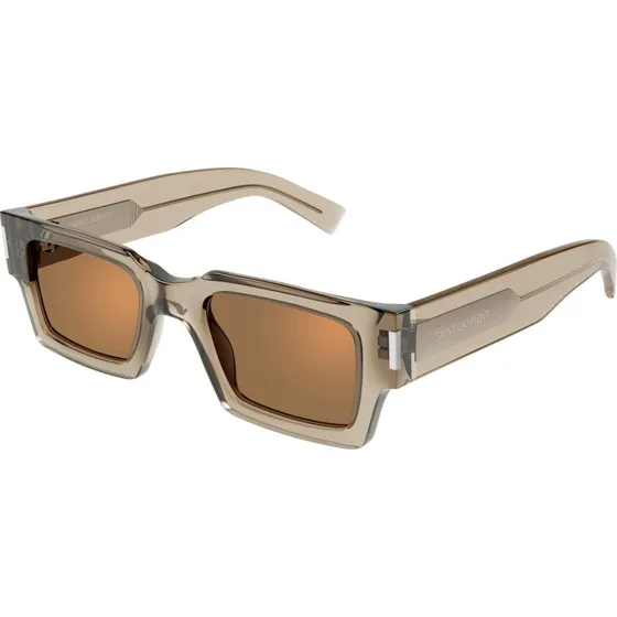 Saint Laurent SL 572 006 Lunettes de Soleil Carrées Jaune Marron