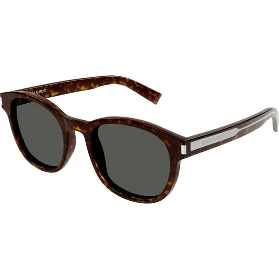 Saint Laurent SL 620 002 Lunettes de Soleil Rondes en Acétate Havane