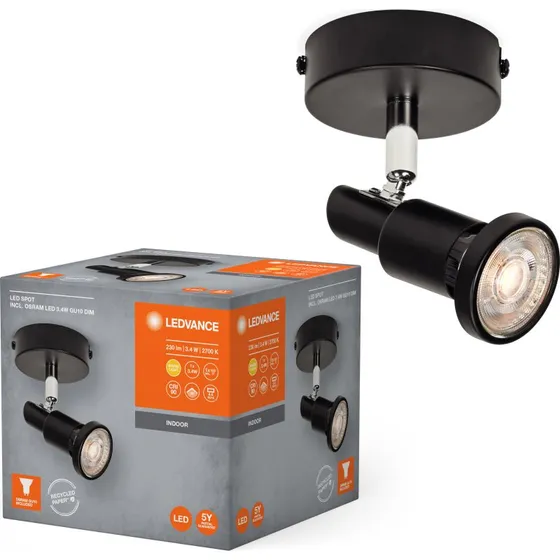LEDVANCE Spot LED GU10 Noir 3,4 W 927 DIM