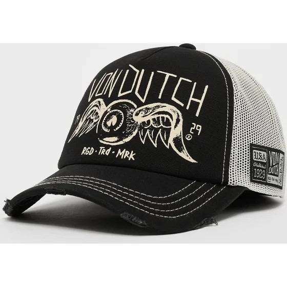 Von Dutch Casquette Trucker Snapback Noire Effet Usé
